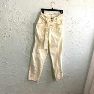 Time And Tru Paperbag Waist Button Fly High Rise Relaxed Fit Cream Size 10 Y2K